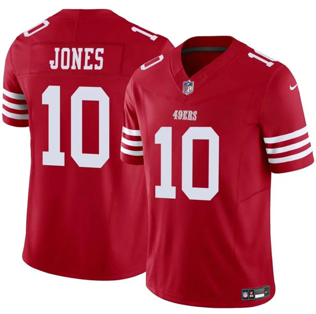 Men's Red San Francisco 49ers #10 Mac Jones 2025 F.U.S.E. Vapor Untouchable Limited Stitched Football Jersey